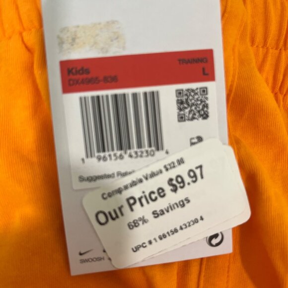 Nike Kids Dri-Fit Loose Fit Training Shorts L Orange Elastic Waist - Picture 5 of 9